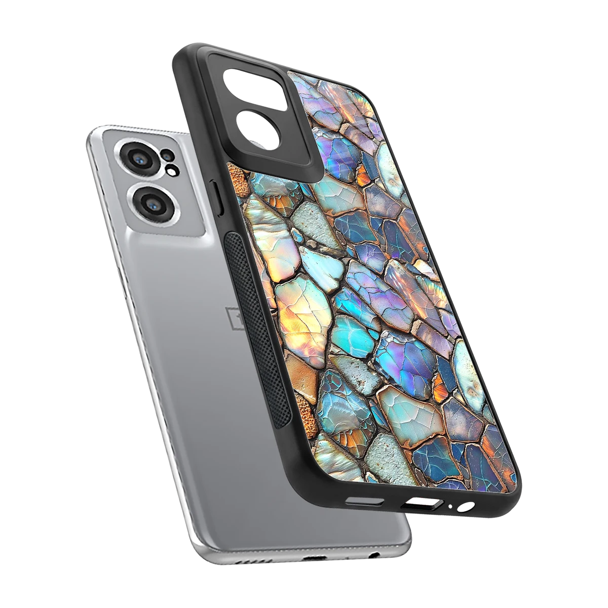 Azure Stone sleek oneplus nord ce 2 cover with tempered glass back and TPU edges