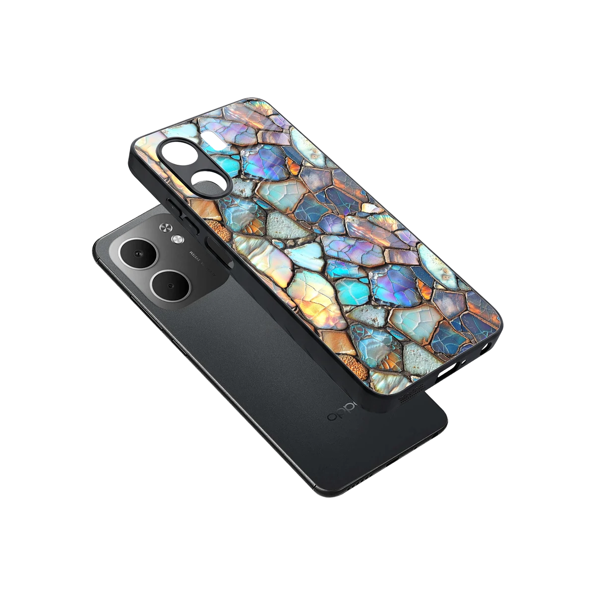 Azure Stone sleek oppo a5x 5g cover with tempered glass back and TPU edges