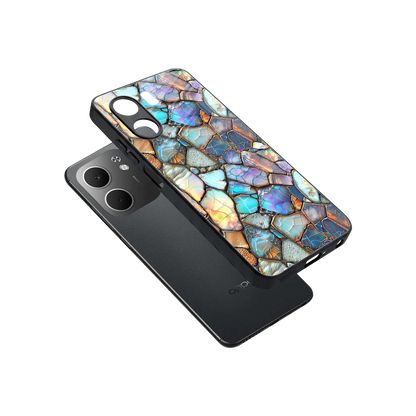 Azure Stone sleek oppo a5x 5g cover with tempered glass back and TPU edges