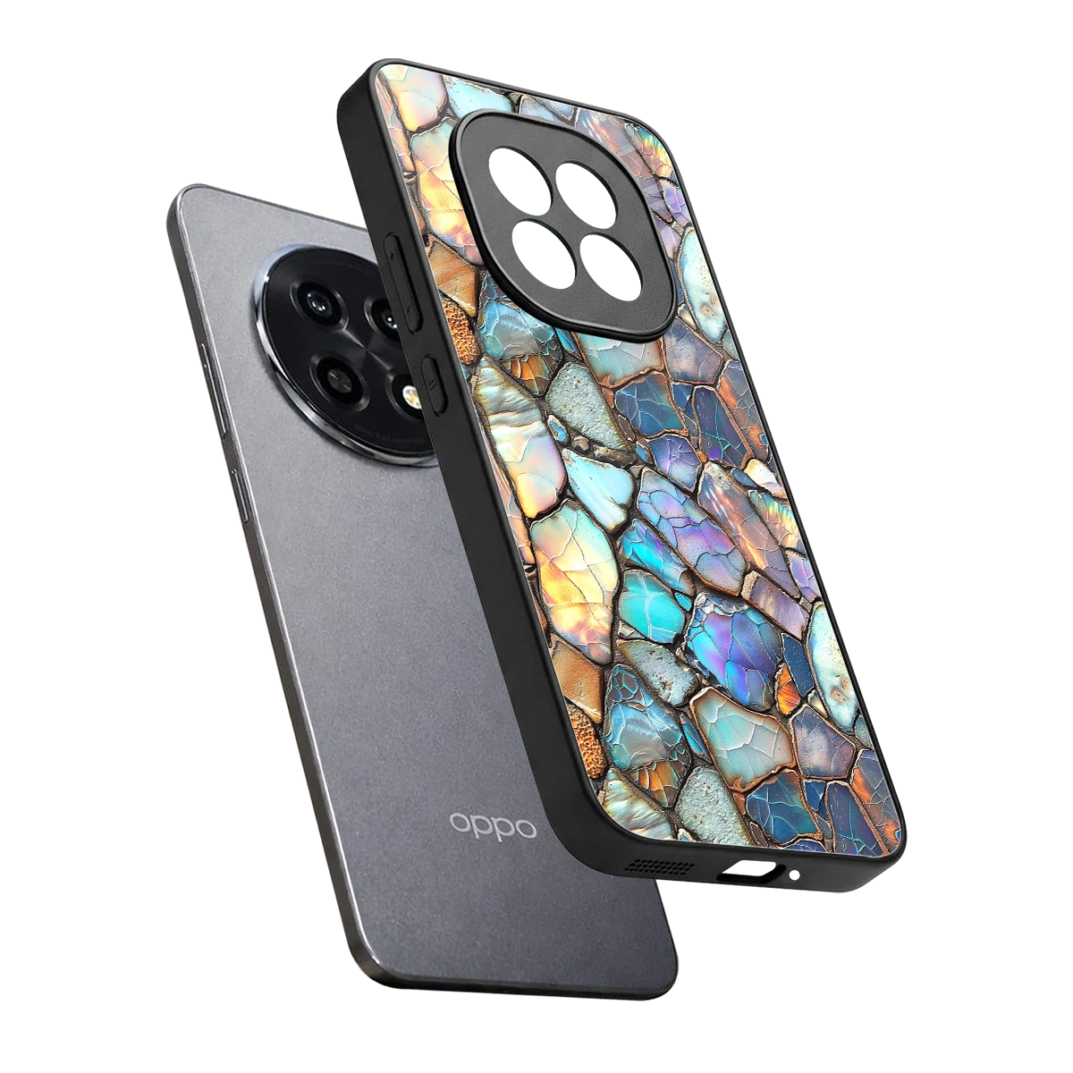 Azure Stone sleek oppo f29 pro 5g cover with tempered glass back and TPU edges