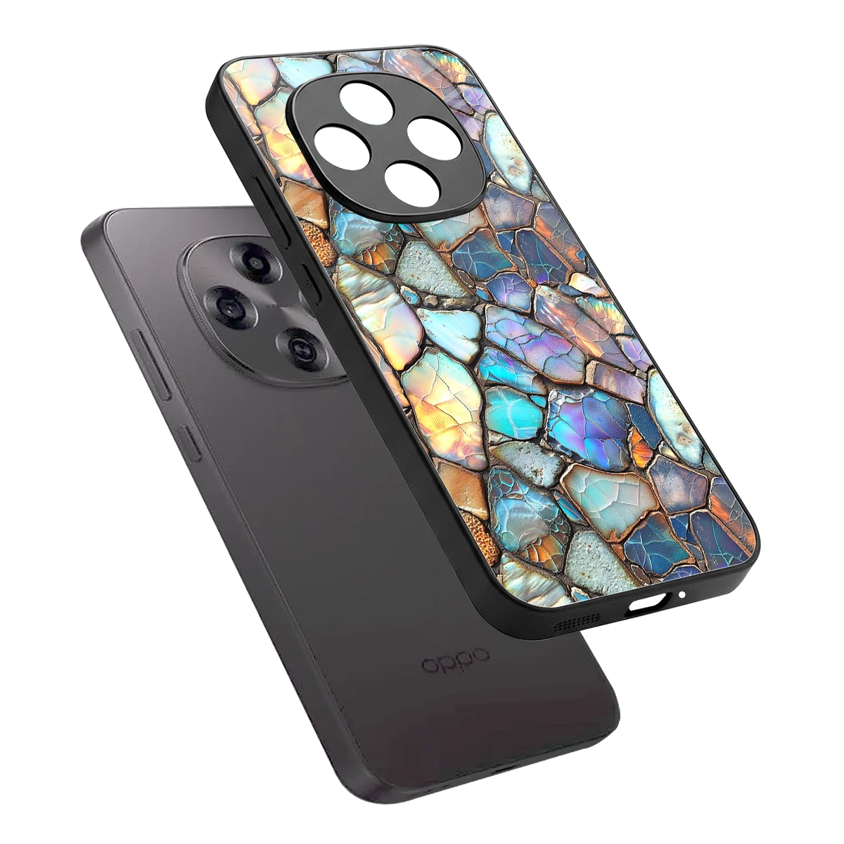 Azure Stone sleek oppo f31 pro 5g cover with tempered glass back and TPU edges