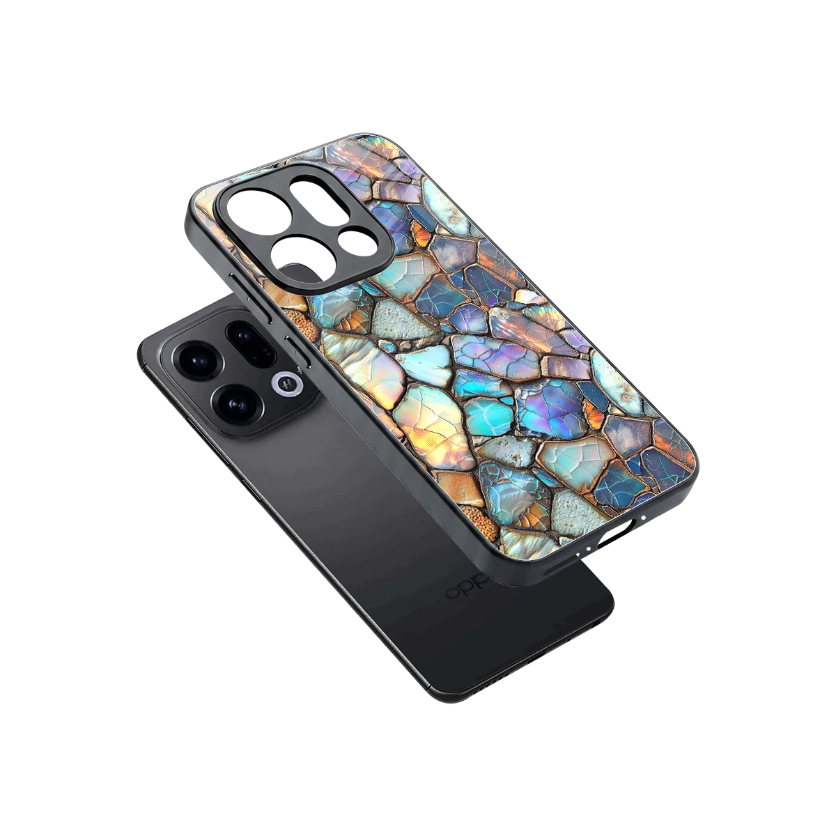 Azure Stone sleek oppo find x9 cover with tempered glass back and TPU edges