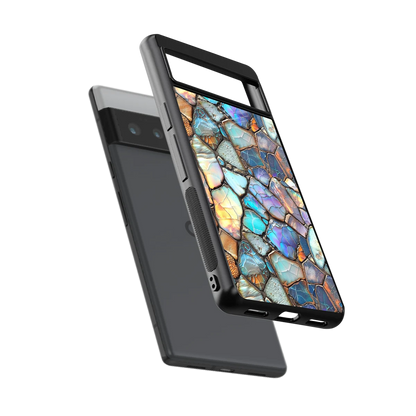 Azure Stone sleek google pixel 6 pro cover with tempered glass back and TPU edges
