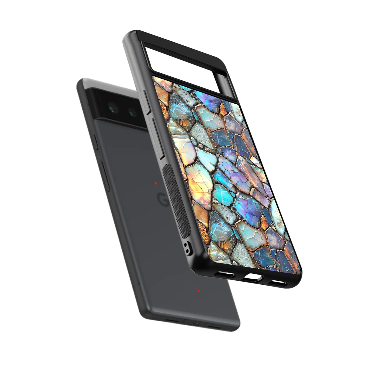 Azure Stone sleek google pixel 6a cover with tempered glass back and TPU edges