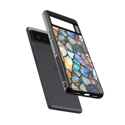 Azure Stone sleek google pixel 6a cover with tempered glass back and TPU edges