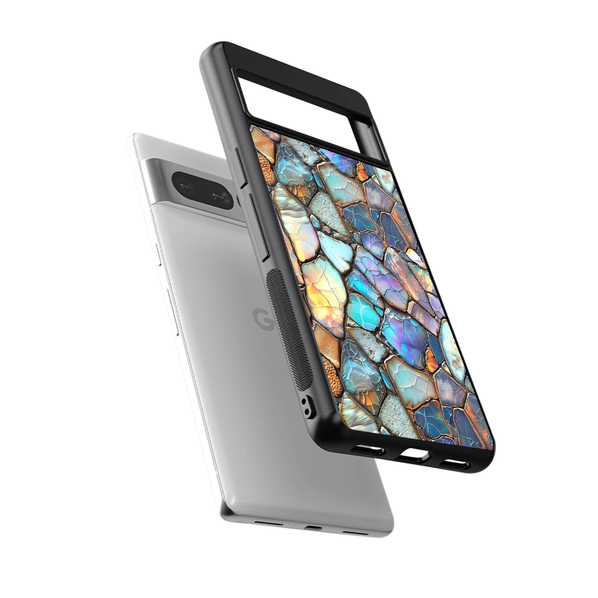 Azure Stone sleek google pixel 7 pro cover with tempered glass back and TPU edges