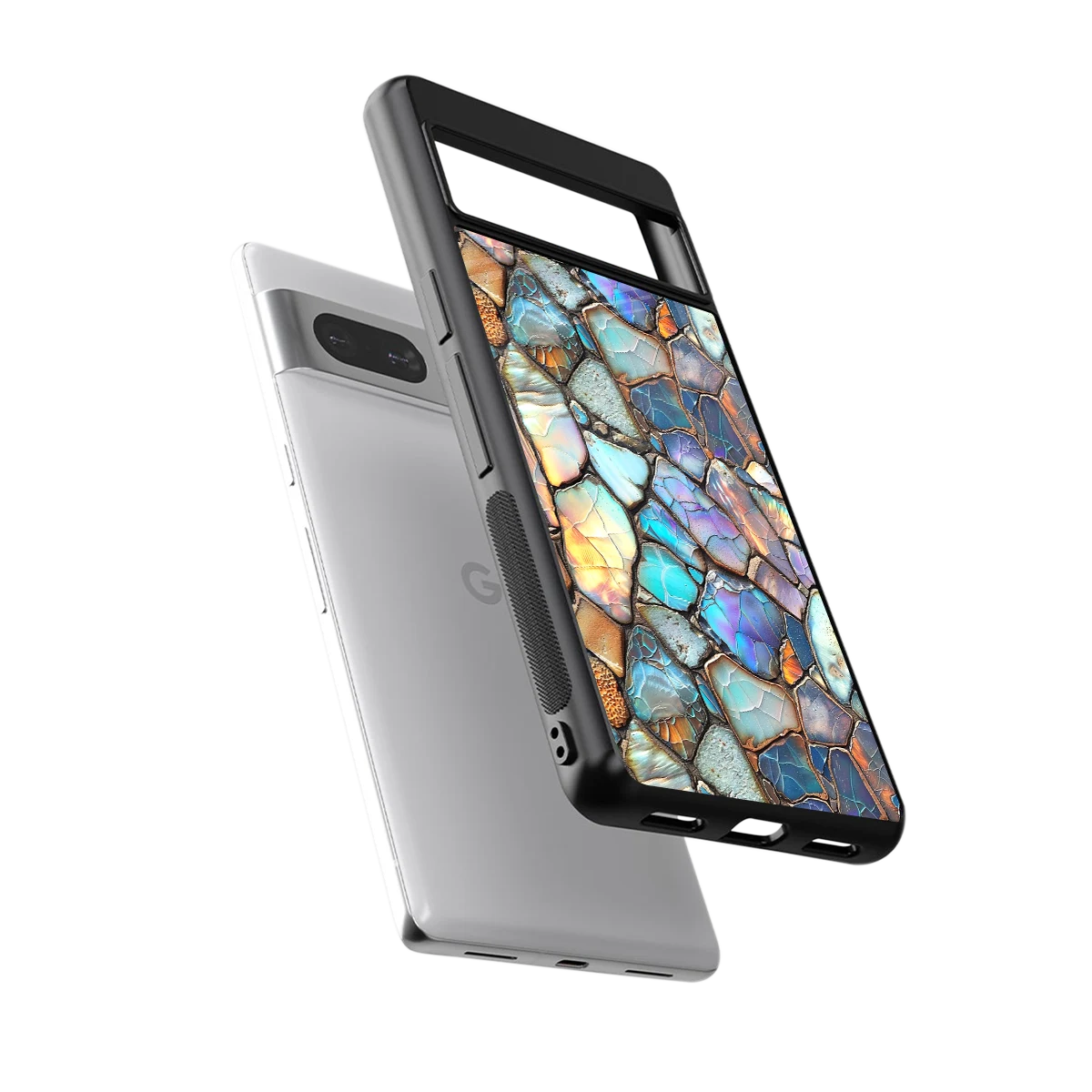 Azure Stone sleek google pixel 7 cover with tempered glass back and TPU edges
