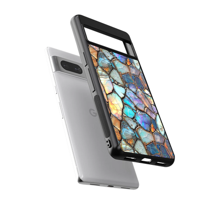 Azure Stone sleek google pixel 7 cover with tempered glass back and TPU edges