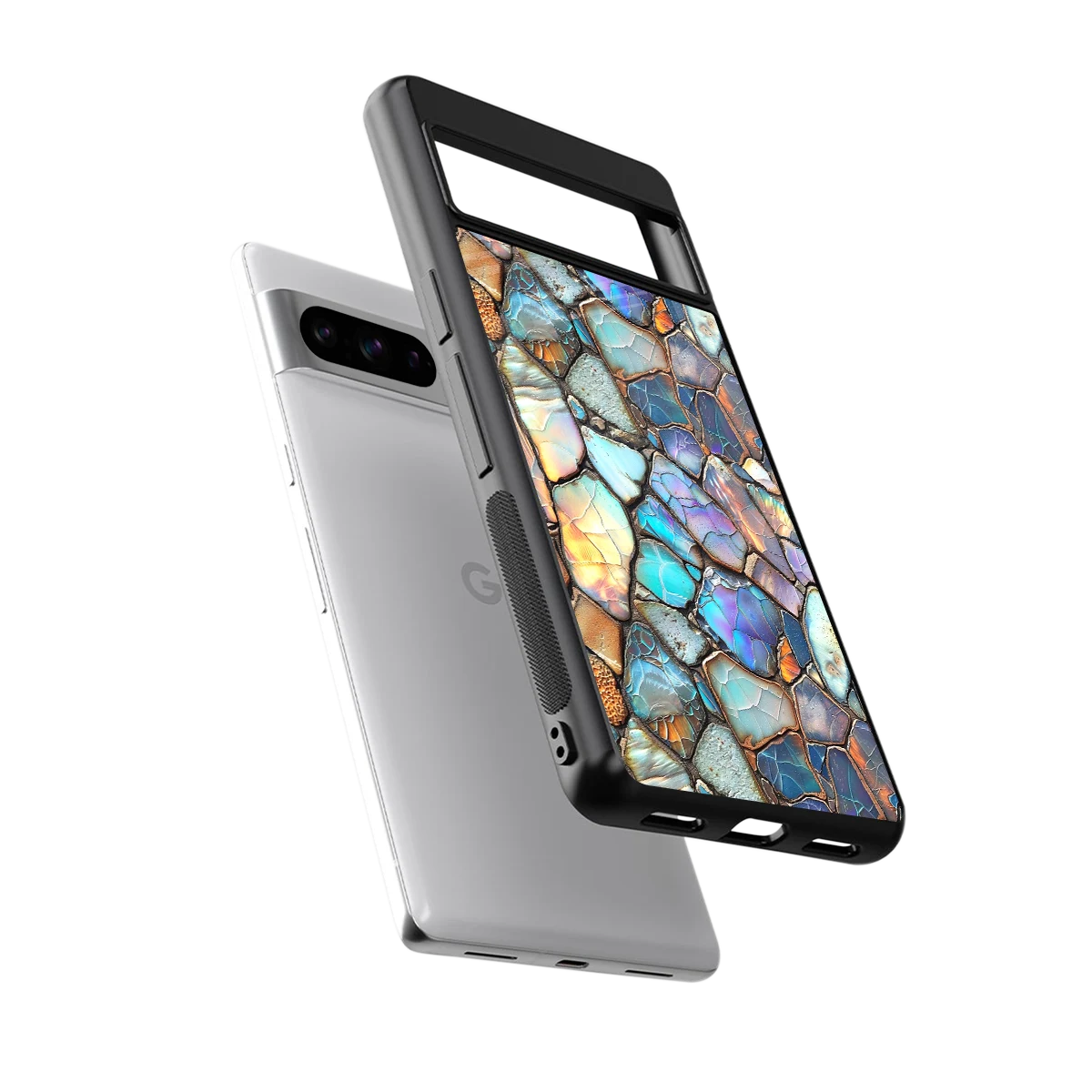 Azure Stone sleek google pixel 8 pro cover with tempered glass back and TPU edges
