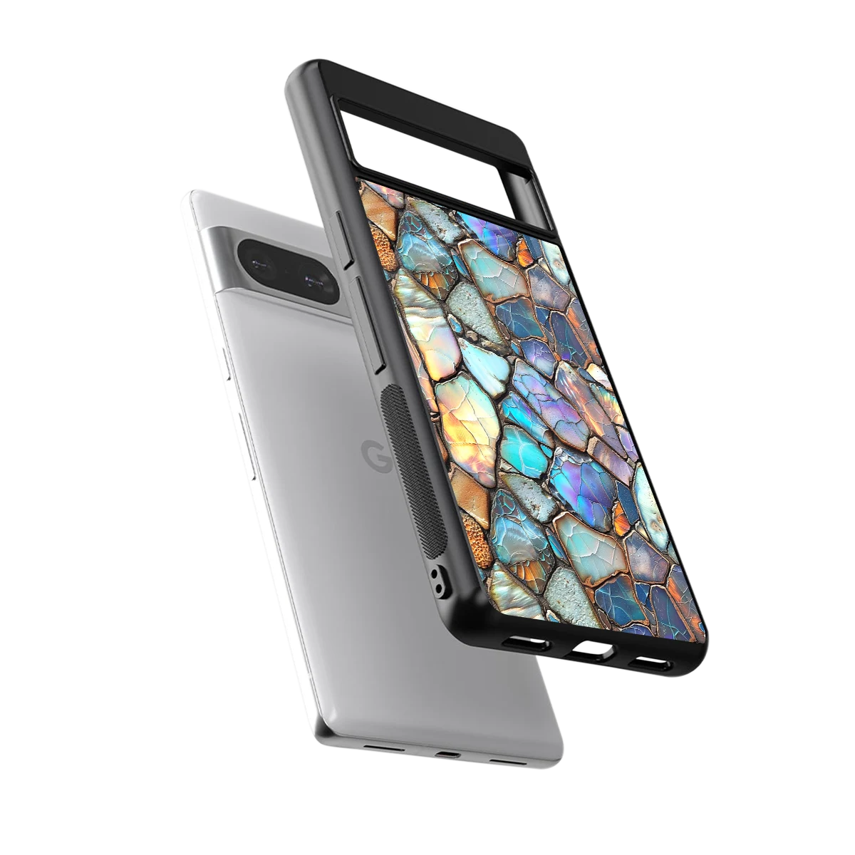 Azure Stone sleek google pixel 8 cover with tempered glass back and TPU edges