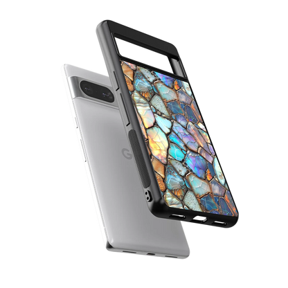 Azure Stone sleek google pixel 8 cover with tempered glass back and TPU edges