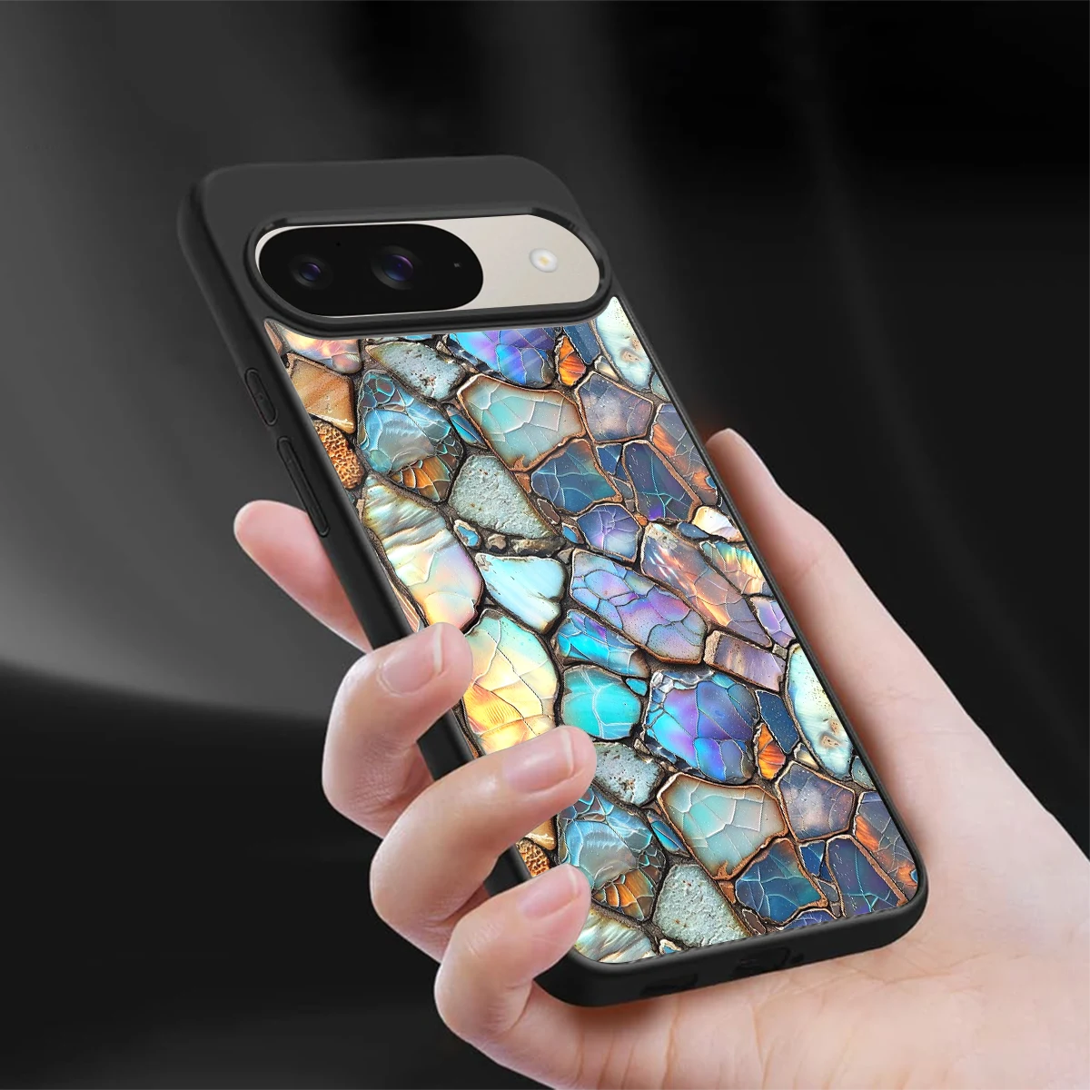 Azure Stone sleek google pixel 9 cover with tempered glass back and TPU edges