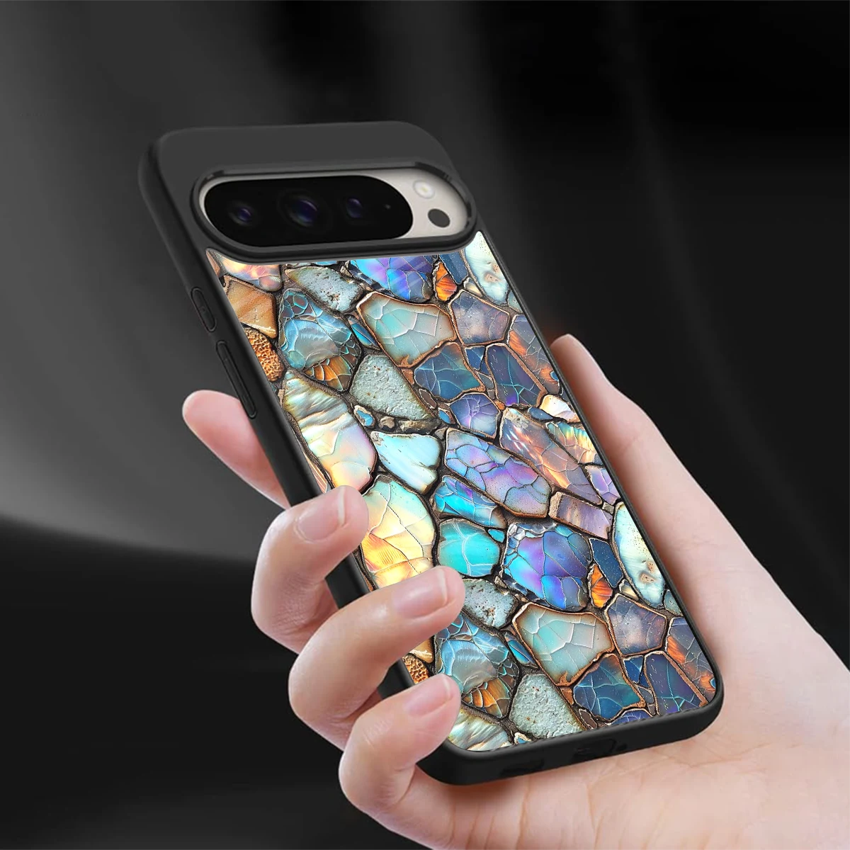 Azure Stone sleek google pixel 9 pro xl cover with tempered glass back and TPU edges