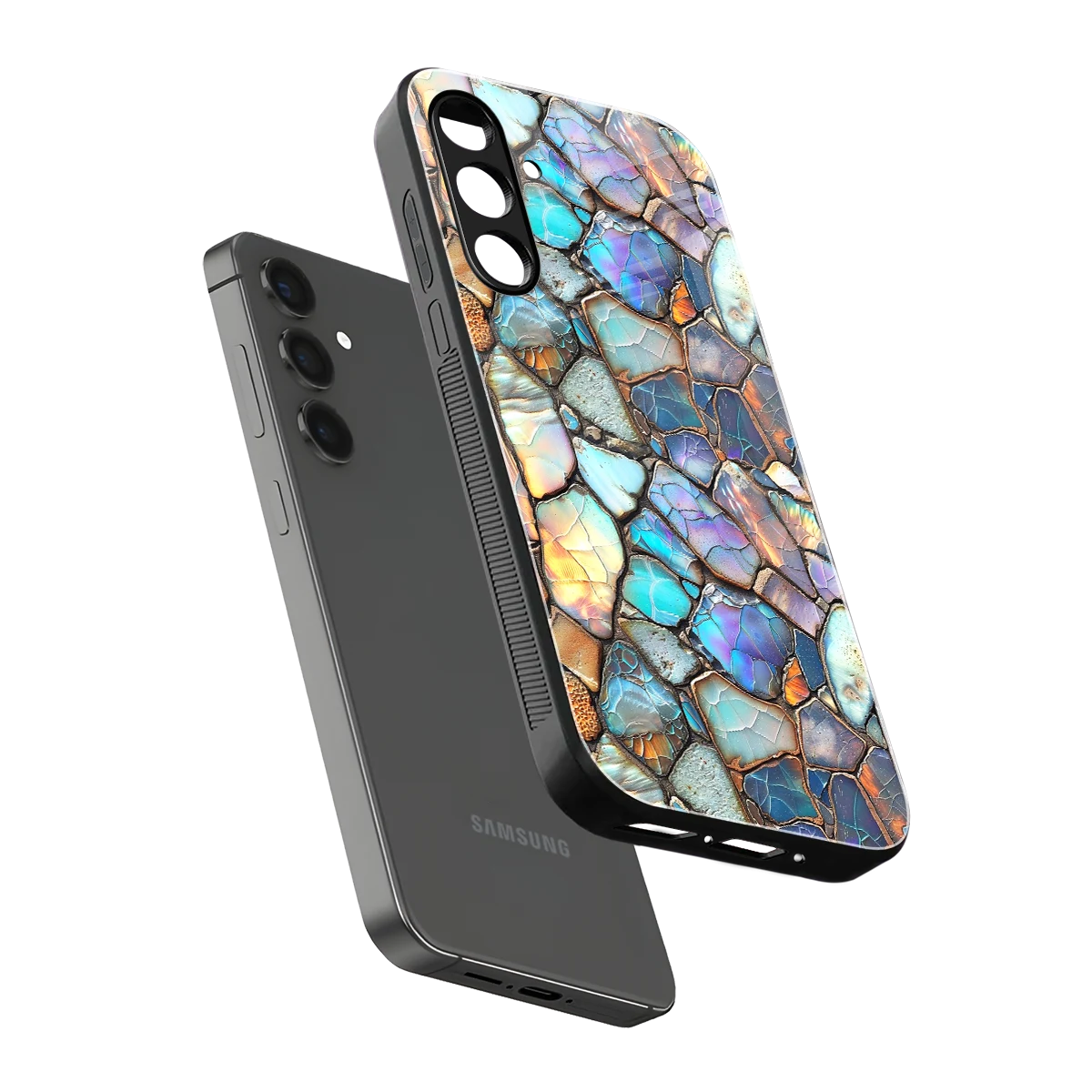 Azure Stone sleek samsung galaxy m35 5g cover with tempered glass back and TPU edges