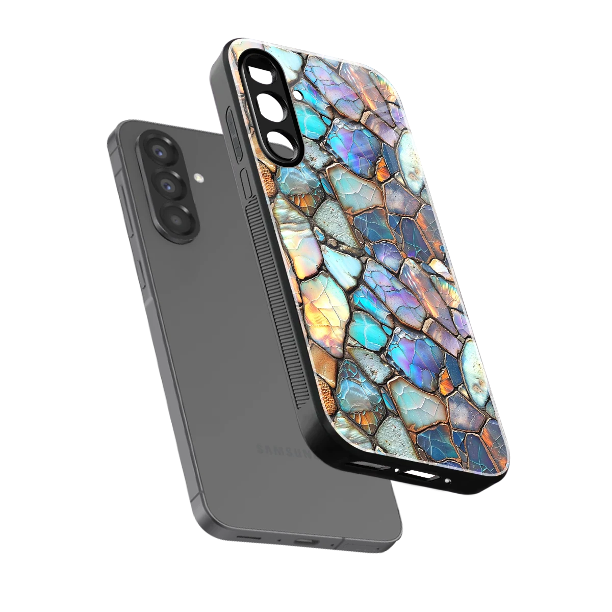 Azure Stone sleek samsung galaxy a17 5g cover with tempered glass back and TPU edges