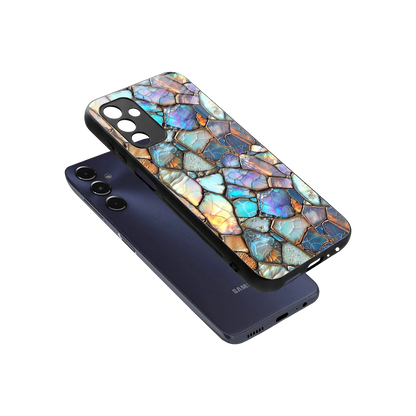 Azure Stone sleek samsung galaxy m14 5g cover with tempered glass back and TPU edges