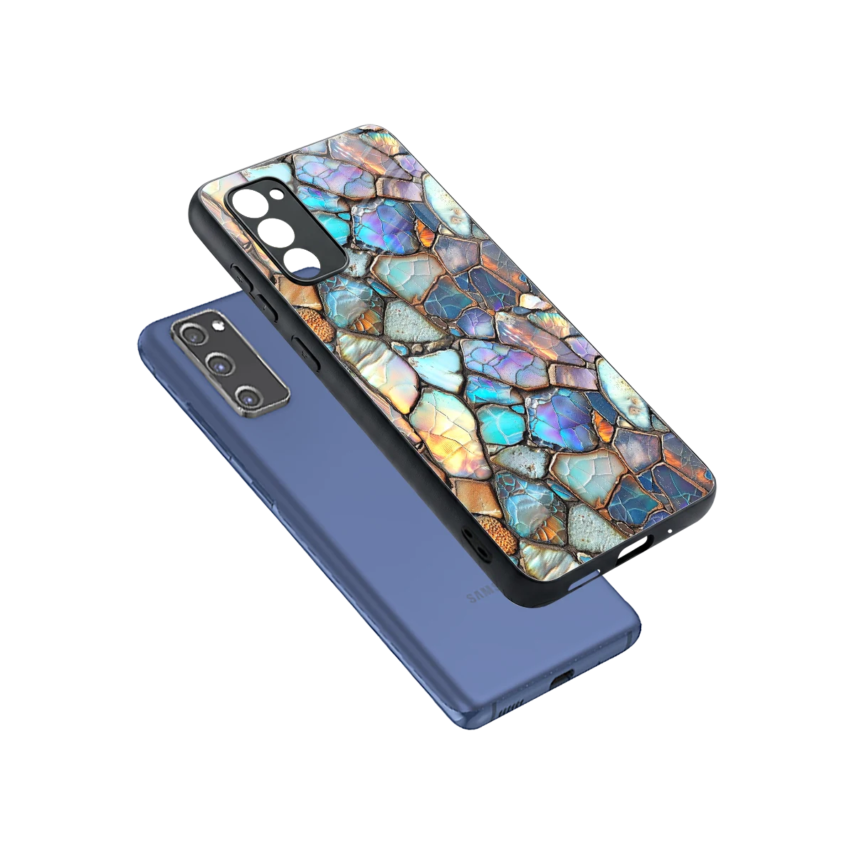 Azure Stone sleek samsung galaxy s20 fe cover with tempered glass back and TPU edges