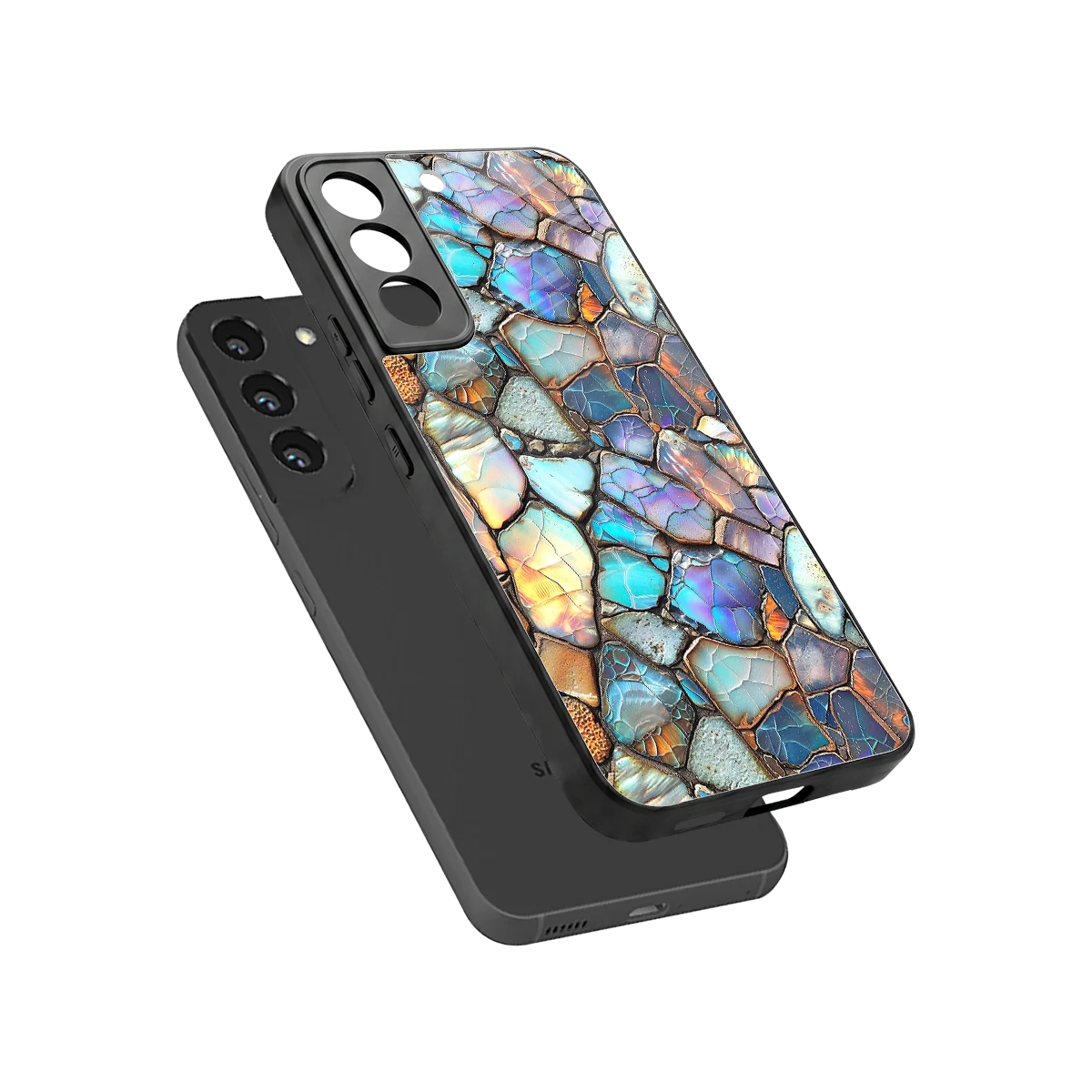 Azure Stone sleek samsung galaxy s22 cover with tempered glass back and TPU edges