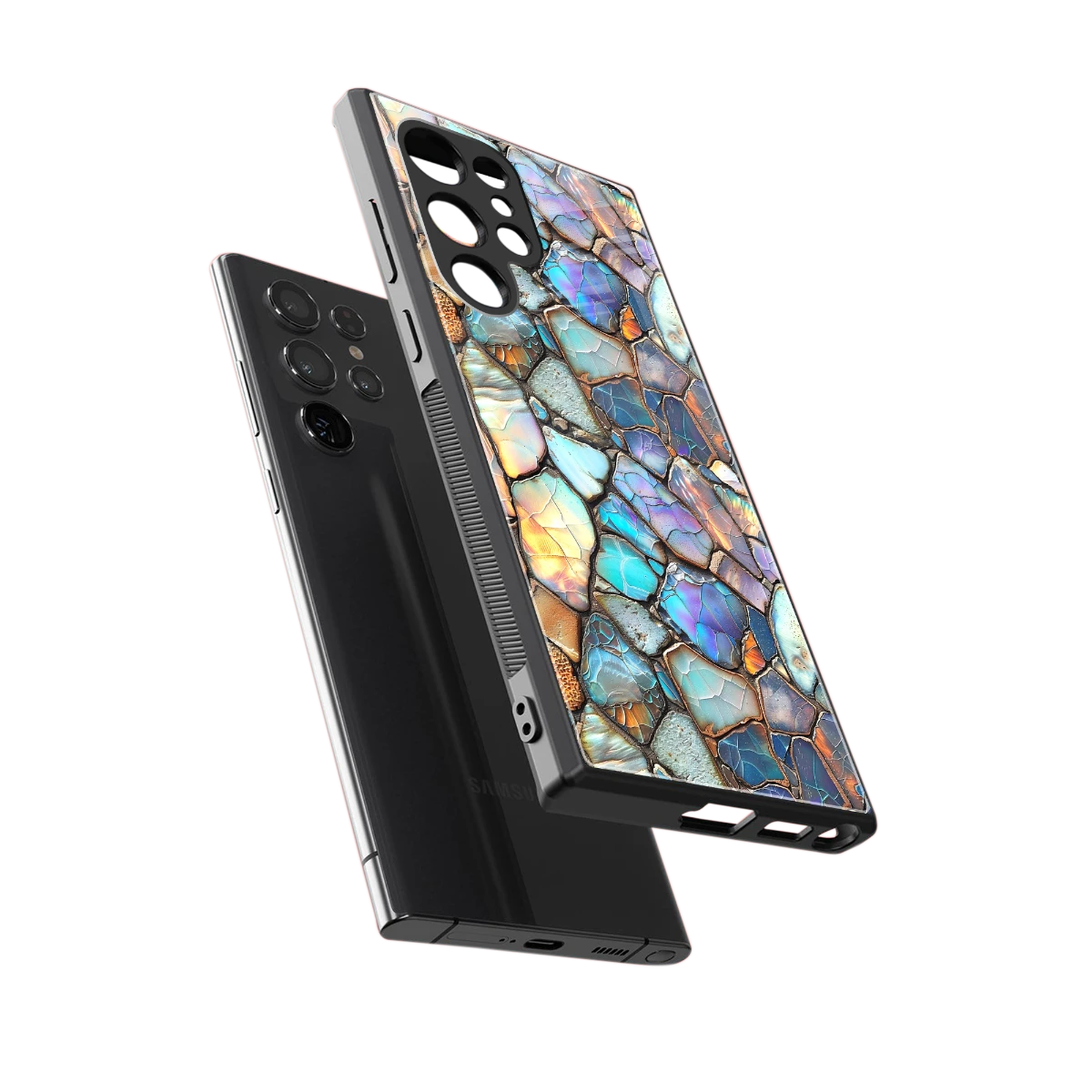 Azure Stone sleek samsung galaxy s24 ultra cover with tempered glass back and TPU edges