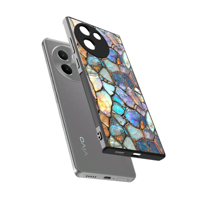 Azure Stone sleek vivo v30e cover with tempered glass back and TPU edges
