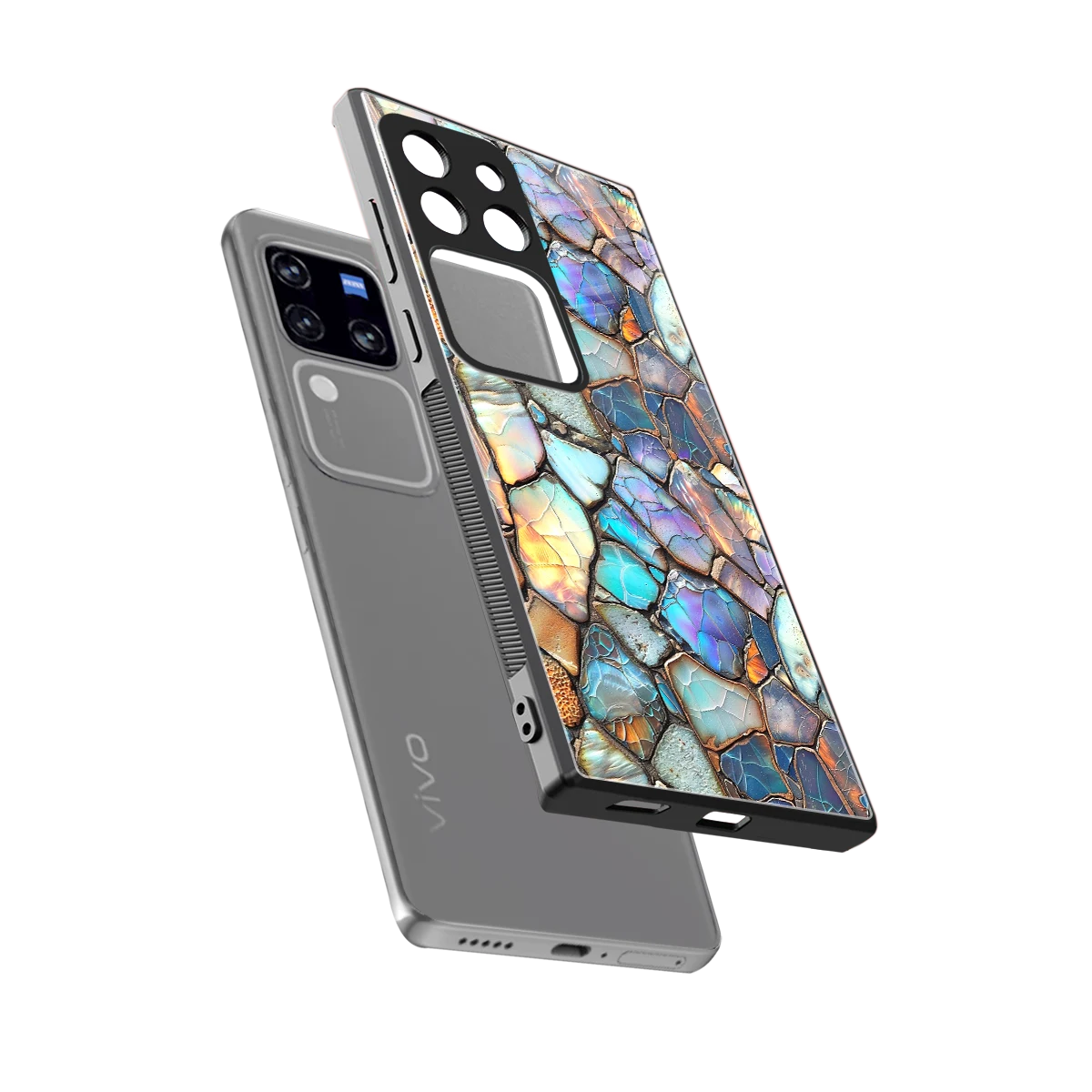 Azure Stone sleekvivo v30 pro cover with tempered glass back and TPU edges