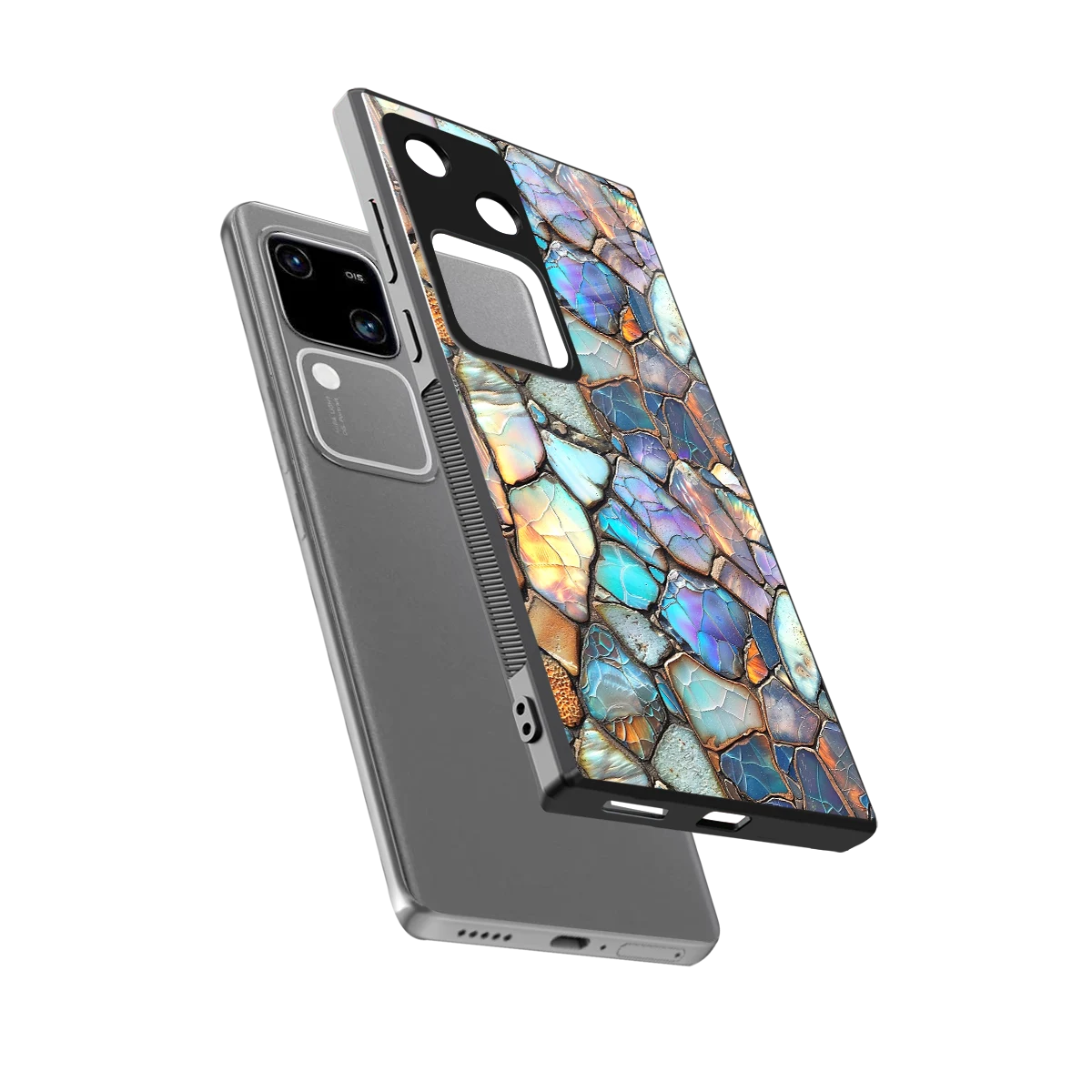 Azure Stone sleek vivo v30 cover with tempered glass back and TPU edges
