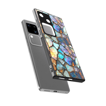 Azure Stone sleek vivo v30 cover with tempered glass back and TPU edges