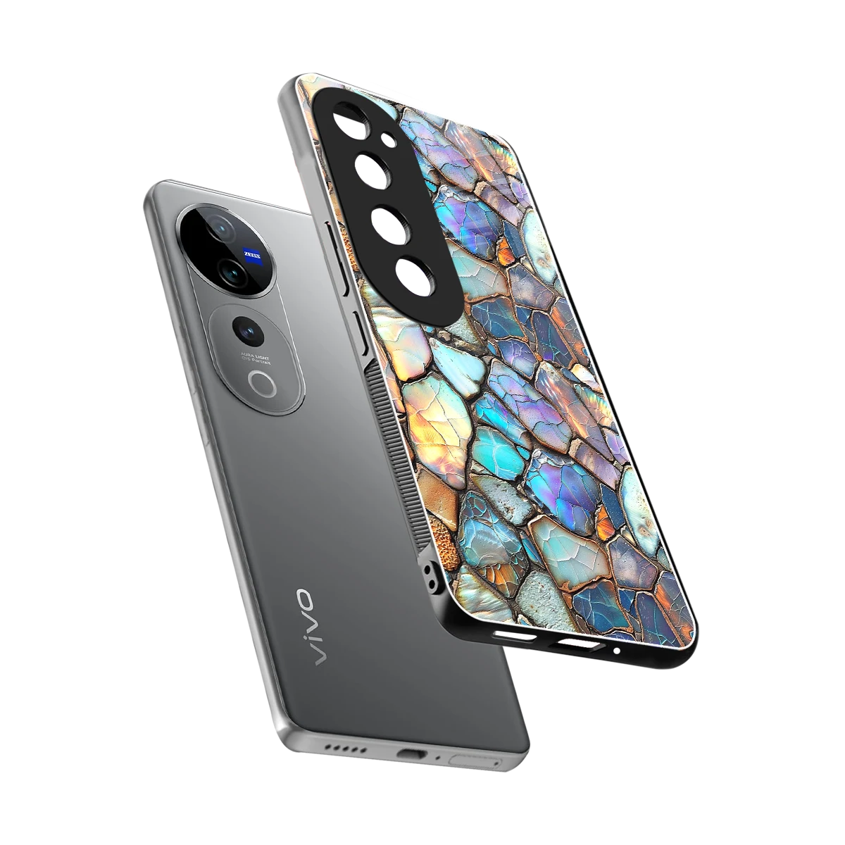 Azure Stone sleek vivo v40 pro cover with tempered glass back and TPU edges