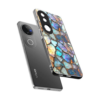 Azure Stone sleek vivo v50 cover with tempered glass back and TPU edges