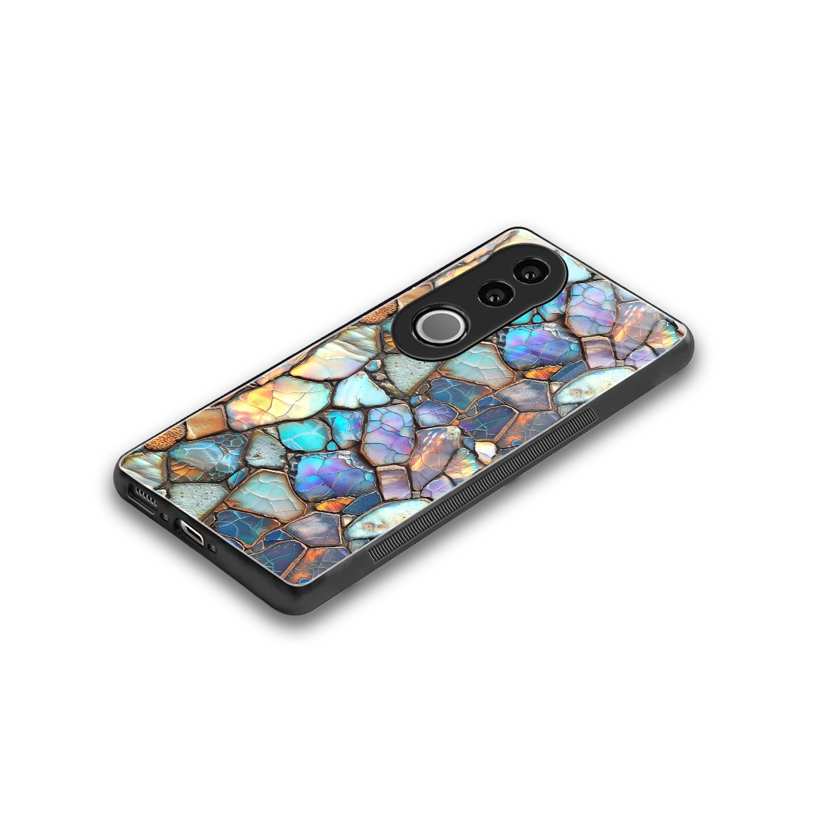 Azure Stone stylish phone case for vivo v50 | glossy glass and slim fit