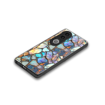 Azure Stone stylish phone case for vivo v50 | glossy glass and slim fit