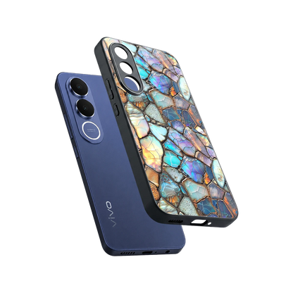 Azure Stone sleek vivo v70 fe cover with tempered glass back and TPU edges