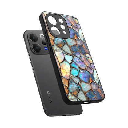 Azure Stone sleek vivo v70 cover with tempered glass back and TPU edges