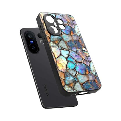 Azure Stone sleek vivo x200 fe cover with tempered glass back and TPU edges