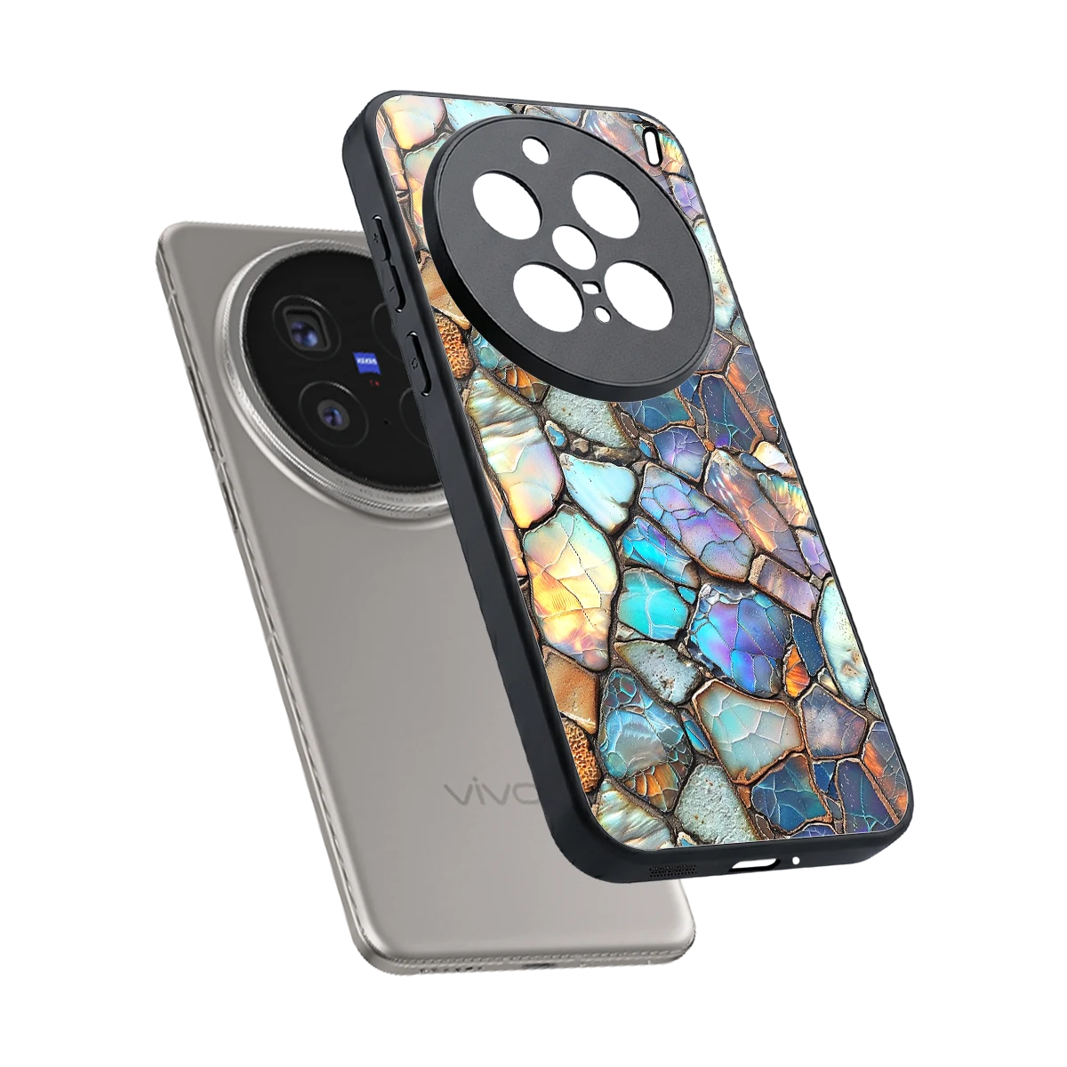 Azure Stone sleek vivo x200 pro cover with tempered glass back and TPU edges