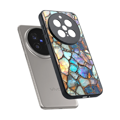Azure Stone sleek vivo x200 pro cover with tempered glass back and TPU edges