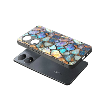 Azure Stone sleek Vivo-y100 cover with tempered glass back and TPU edges