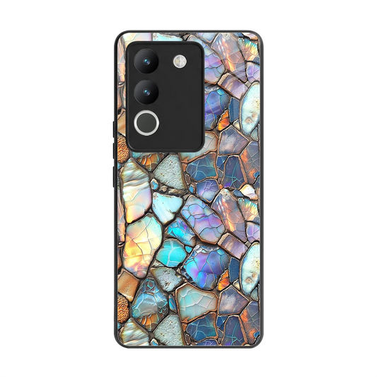 Azure Stone back phone cover | glass case for vivo y200 5g