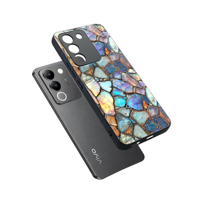 Azure Stone sleek vivo y200 5g cover with tempered glass back and TPU edges