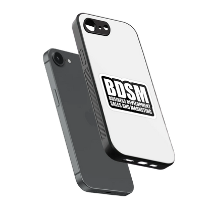 BDSM sleek iphone 16e cover with tempered glass back and TPU edges
