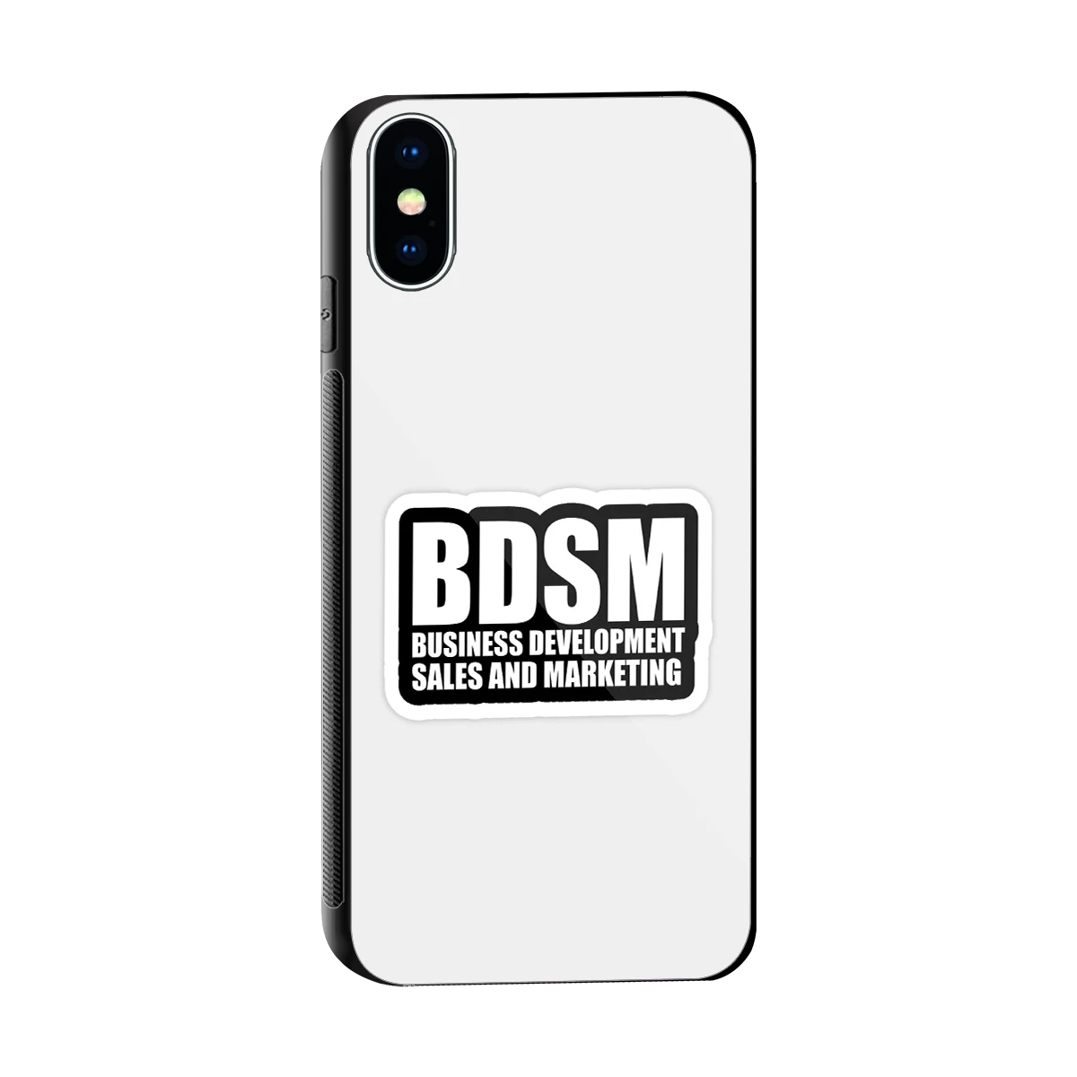 BDSM sleek iphone xs cover with tempered glass back and TPU edges