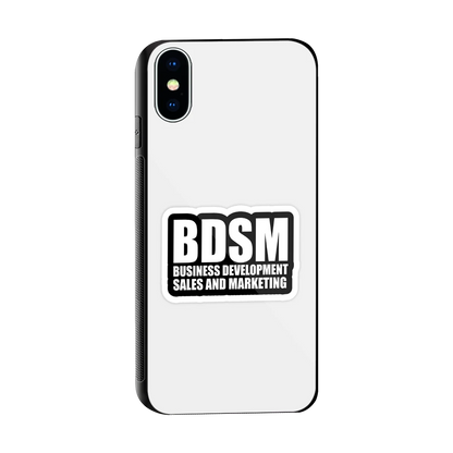 BDSM sleek iphone xs cover with tempered glass back and TPU edges