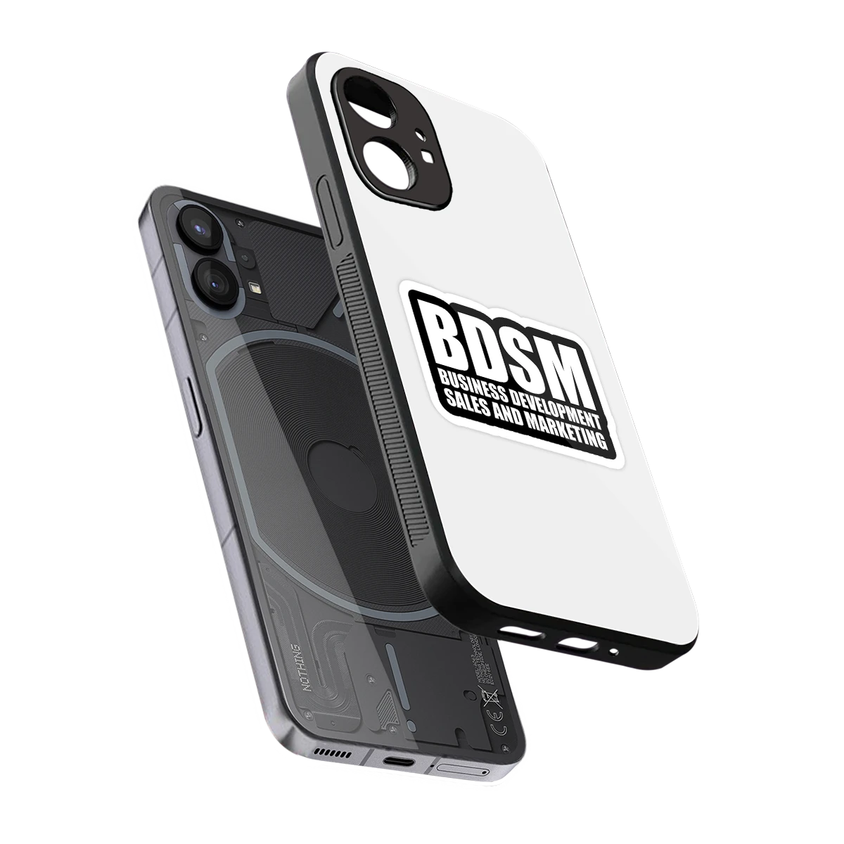 BDSM sleek nothing phone 1 cover with tempered glass back and TPU edges