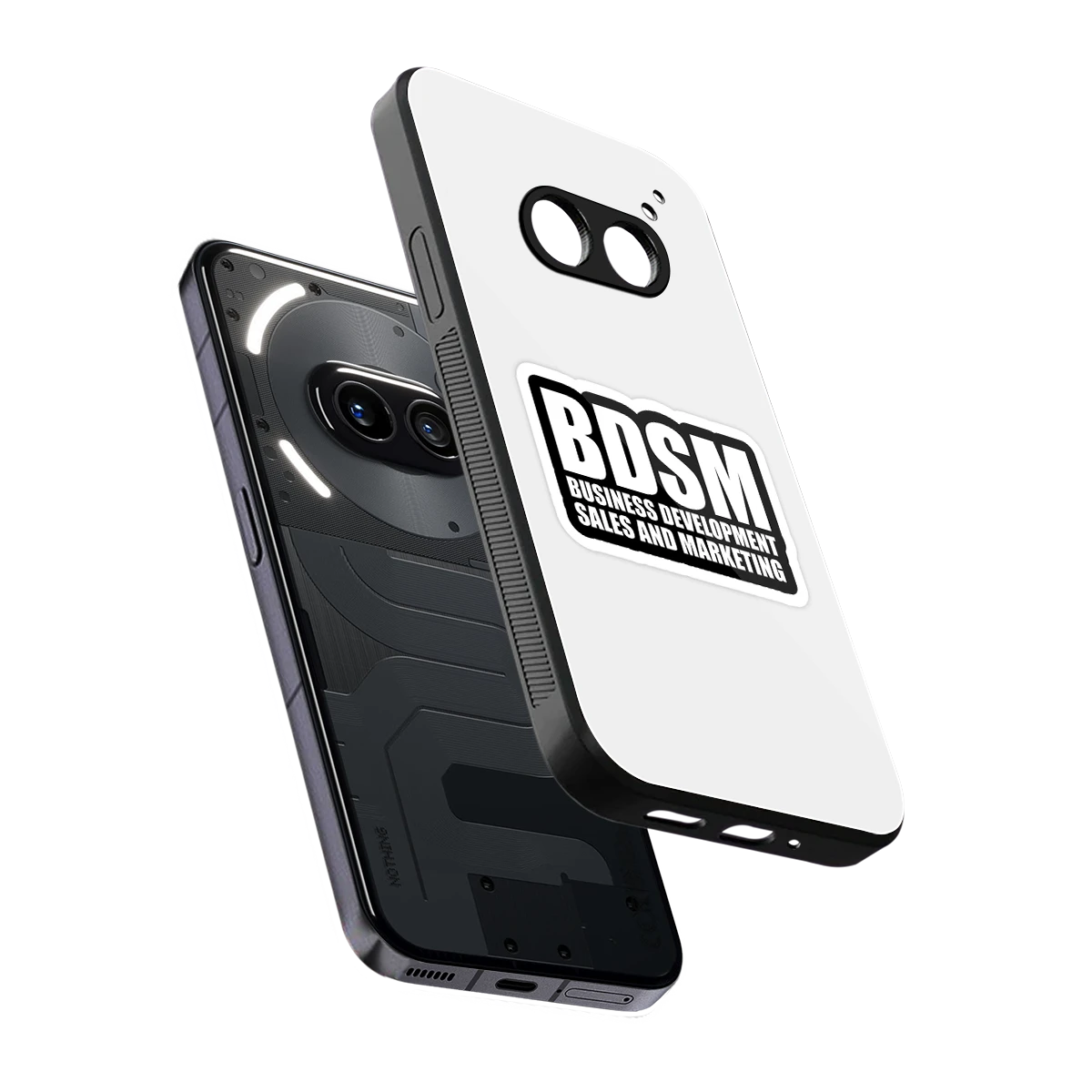 BDSM sleek nothing phone 2a cover with tempered glass back and TPU edges
