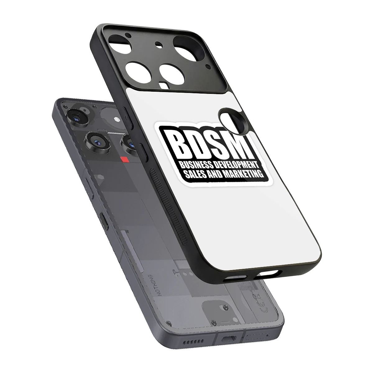 BDSM sleek nothing phone 3 cover with tempered glass back and TPU edges