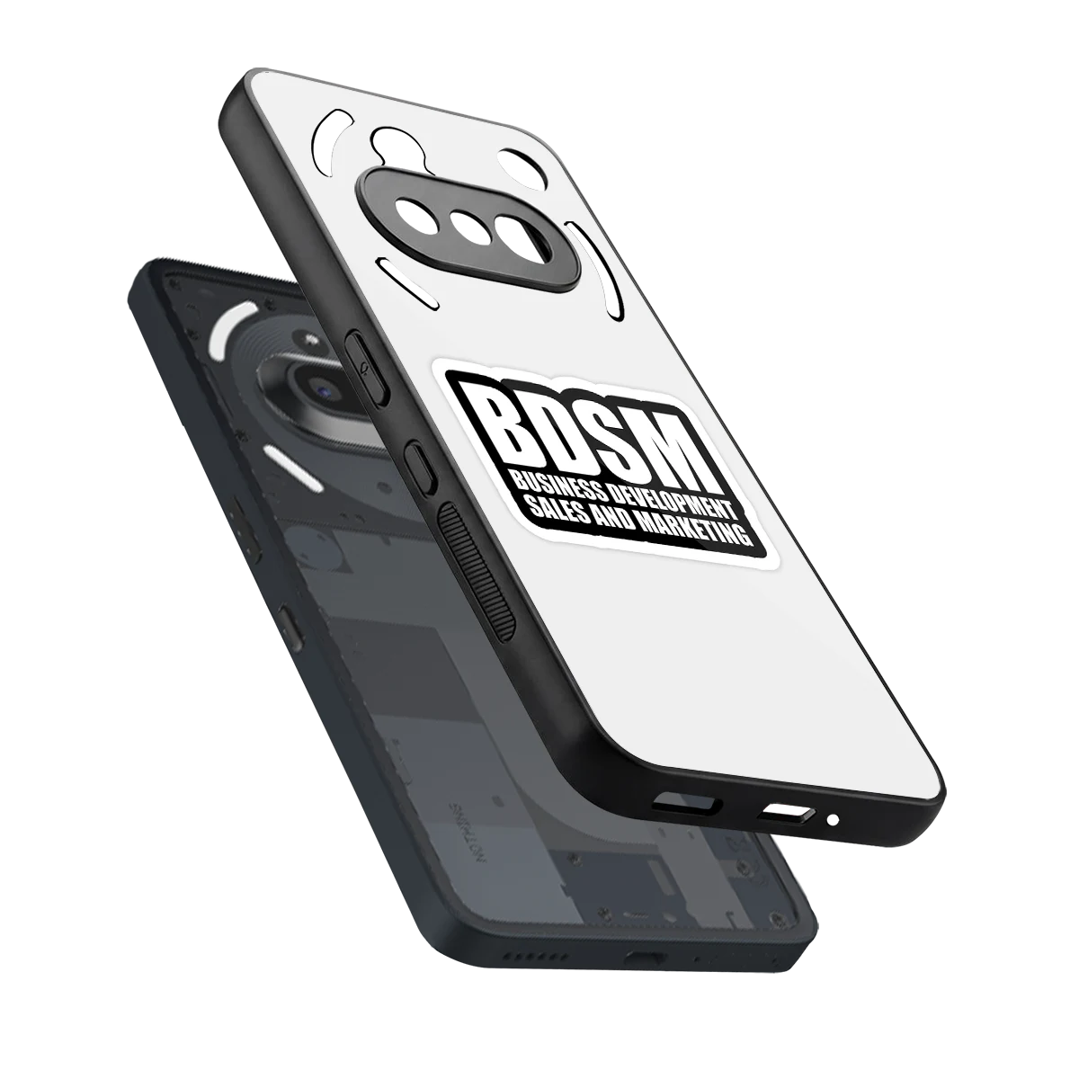 BDSM sleek nothing phone 3a cover with tempered glass back and TPU edges