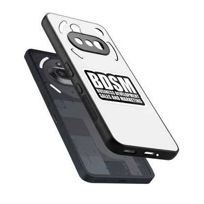 BDSM sleek nothing phone 3a cover with tempered glass back and TPU edges