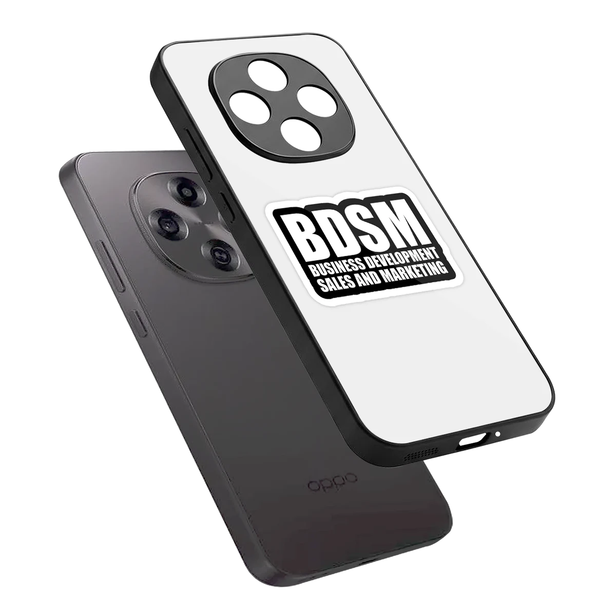 BDSM sleek oppo f31 pro 5g cover with tempered glass back and TPU edges