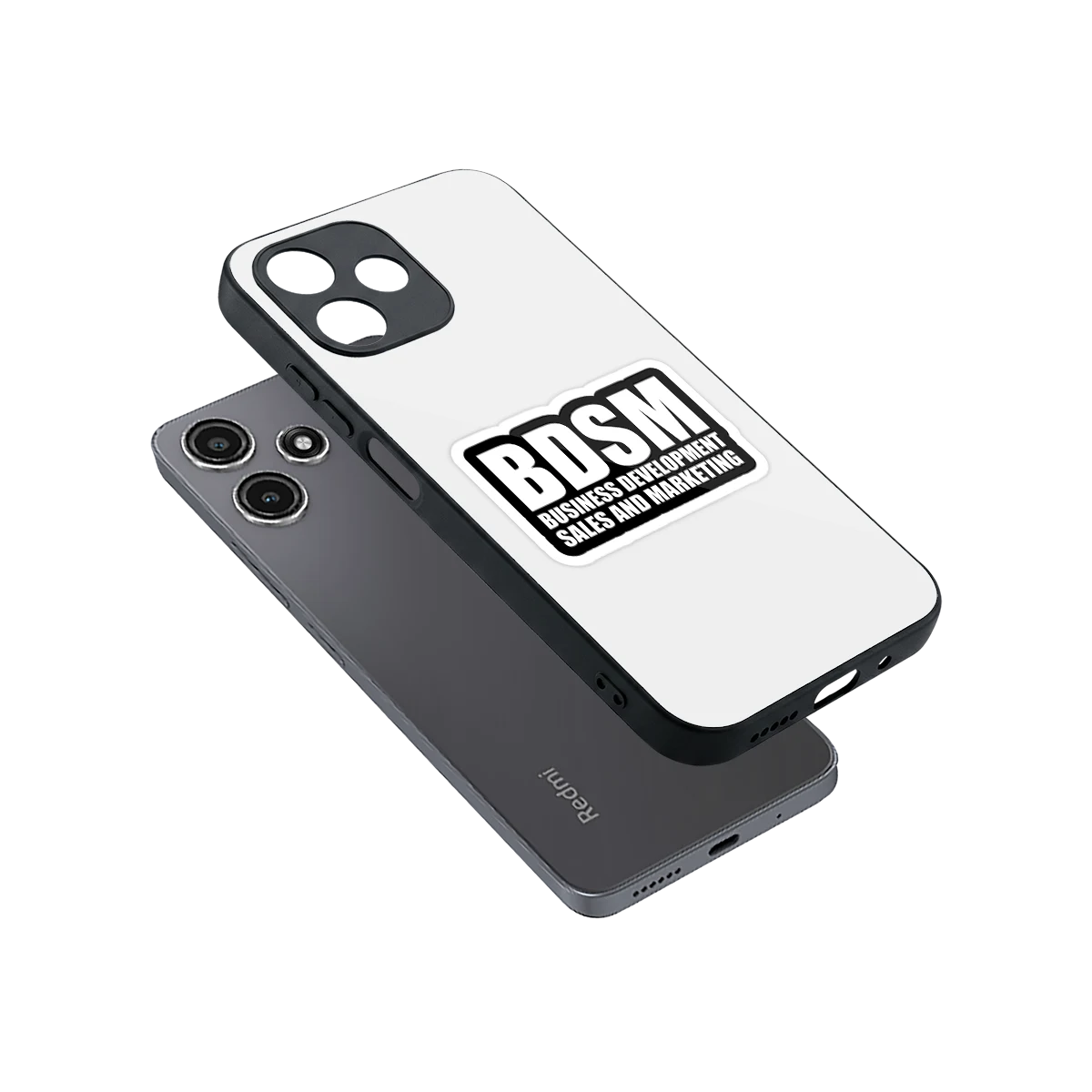 BDSM sleek redmi 12 5g cover with tempered glass back and TPU edges