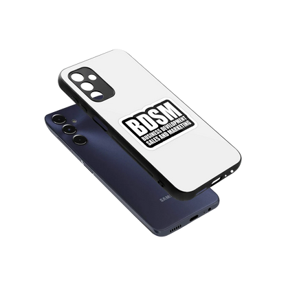 BDSM sleek samsung galaxy m14 5g cover with tempered glass back and TPU edges